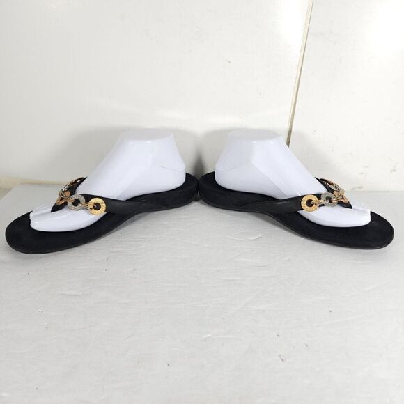 Vionic Women's Ola US 9 Black Embellished Orthaheel Flat Thong Sandals - Picture 6 of 14